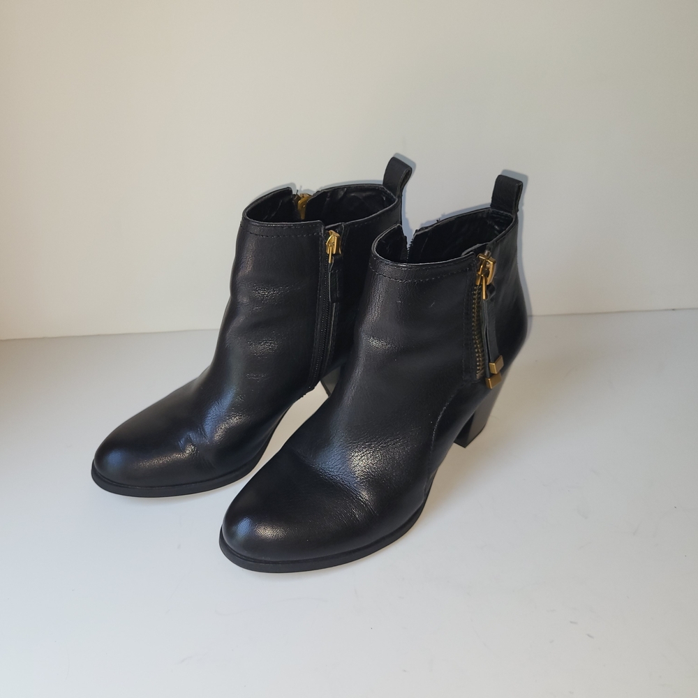 Franco Sarto Black Leather Ankle Booties